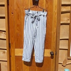 American Eagle Linen Blend Striped Pants